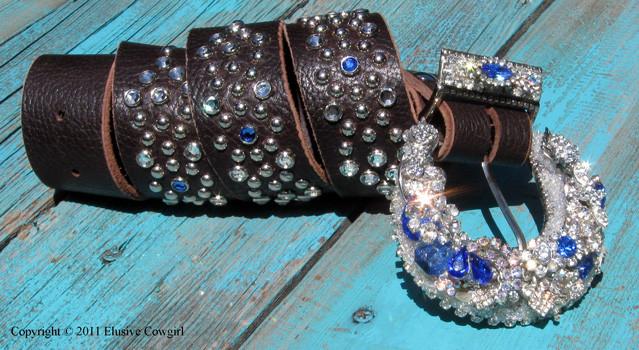 Vintage Rhinestone Buckle & Belt - Small display picture 3