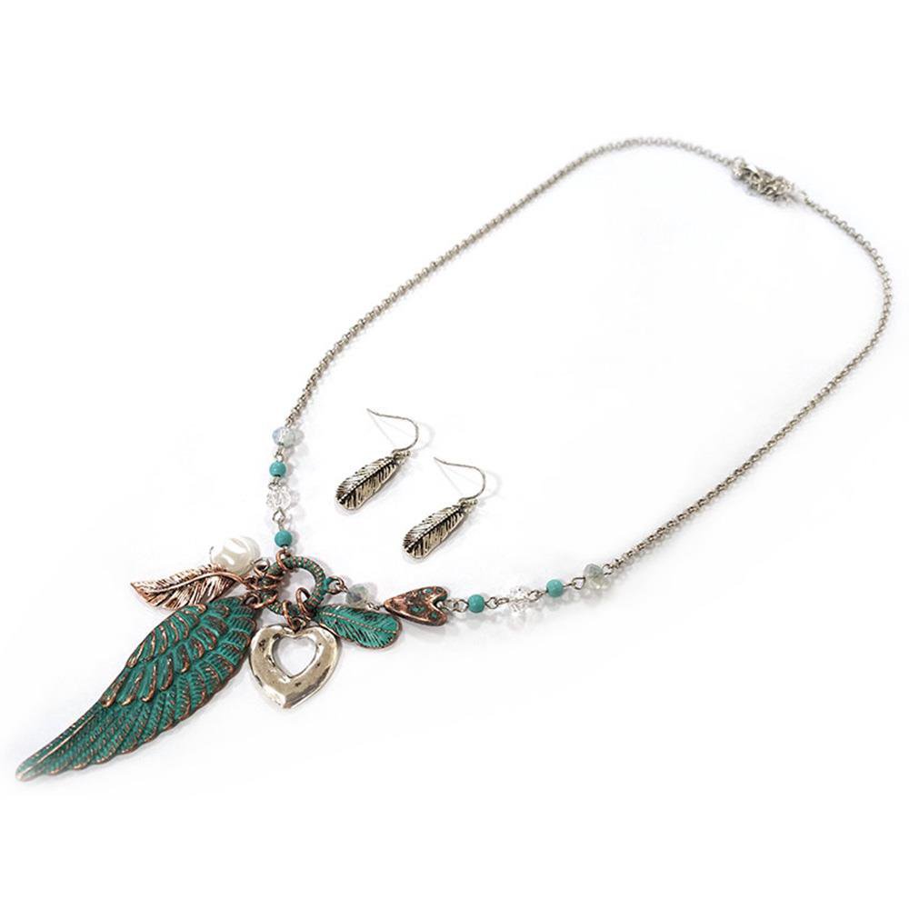 Wing Heart Charm Necklace