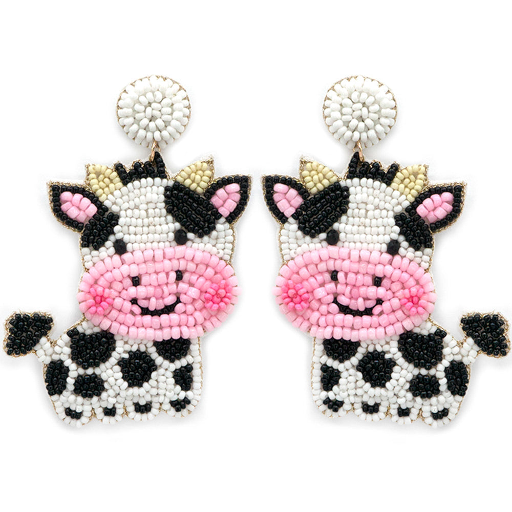 Beaded cow earrings