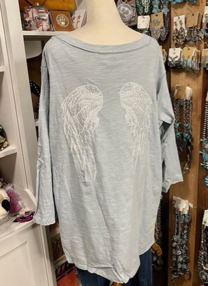 Plus Light Blue Angel Wing Top