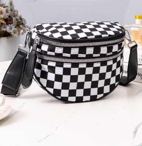 Black Checker Sling Purse