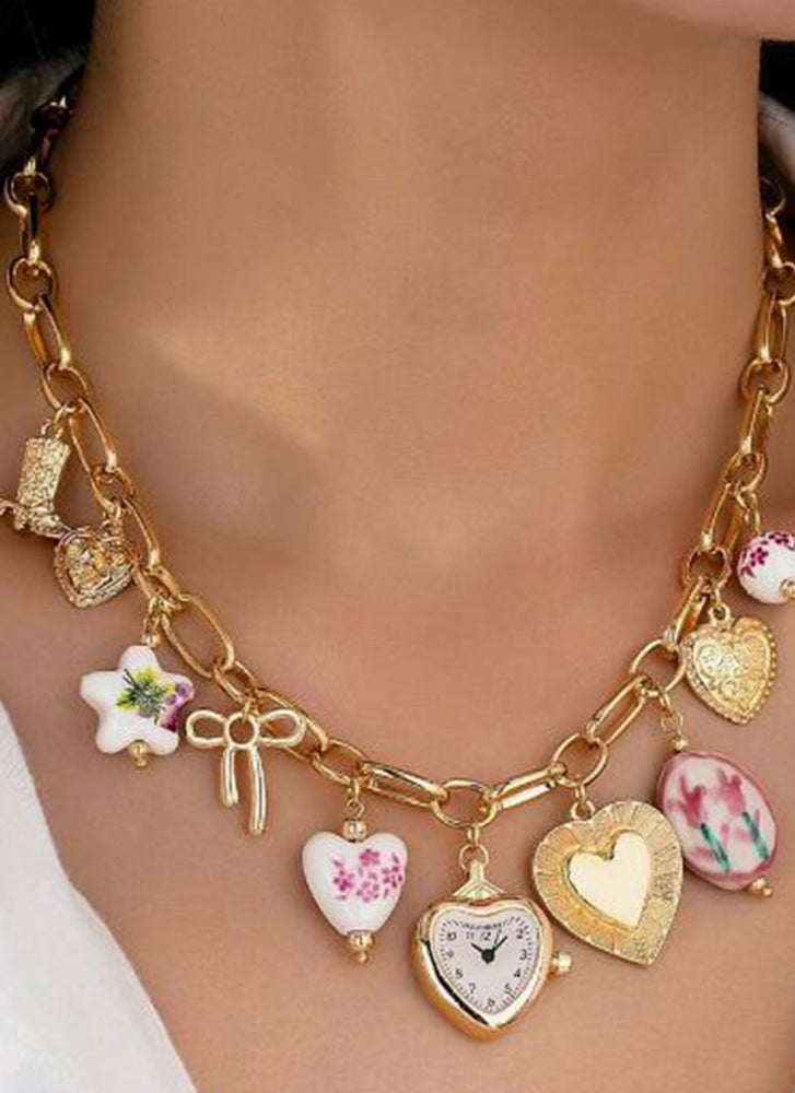 Heart Bow Charm Necklace