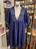 Embroidered Blue Tunic Dress