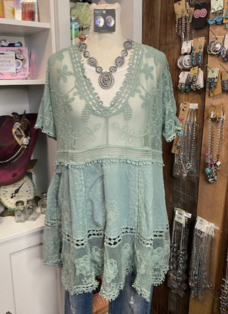 Lace Sage Top