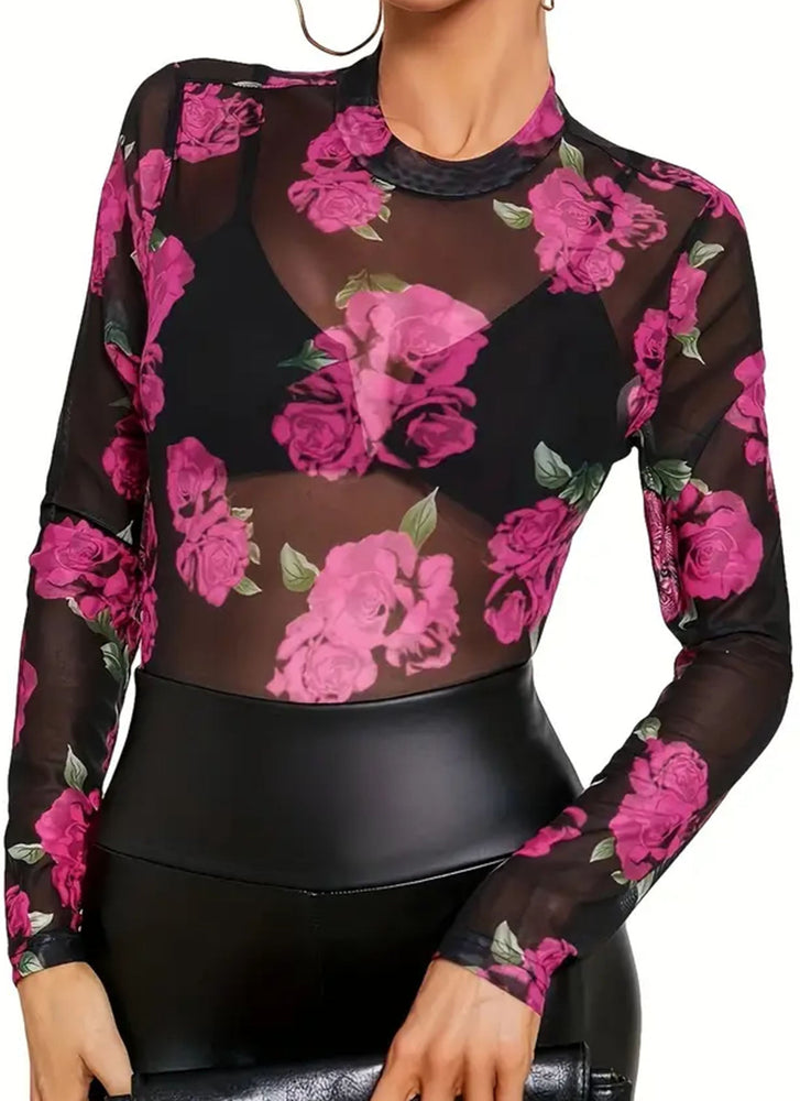 Pink Rose Mesh Top – Elusive Cowgirl Boutique