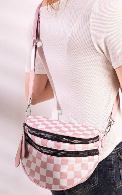 Pink Checker Sling Bag