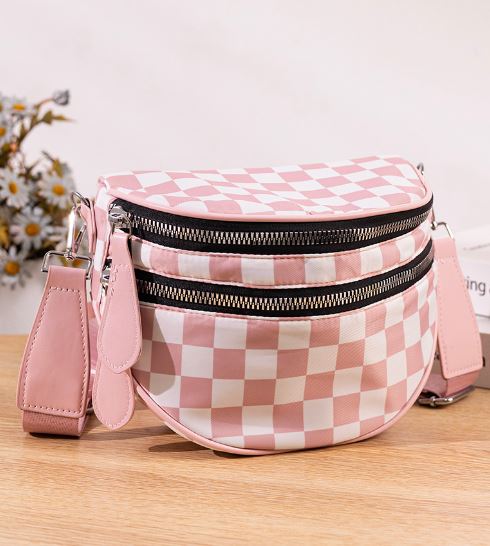 Pink Checker Sling Bag