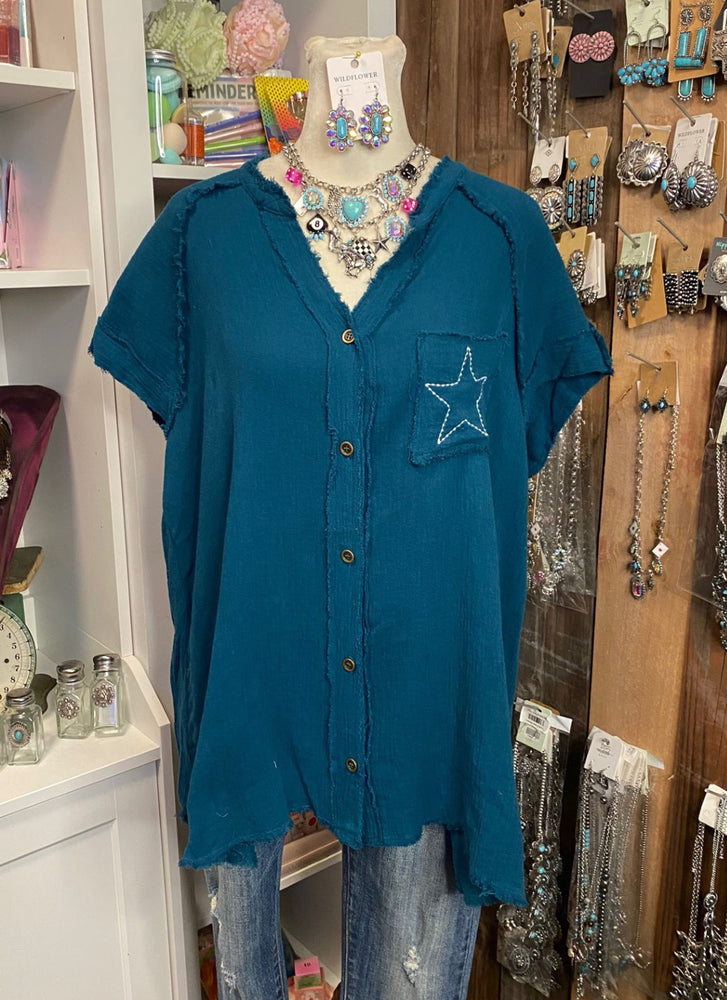 Embroidered Star Top