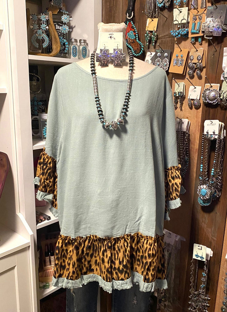 Sage Leopard Top