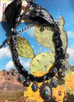 Black Bandana Concho Necklace