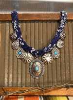 Blue Concho Bandana Necklace