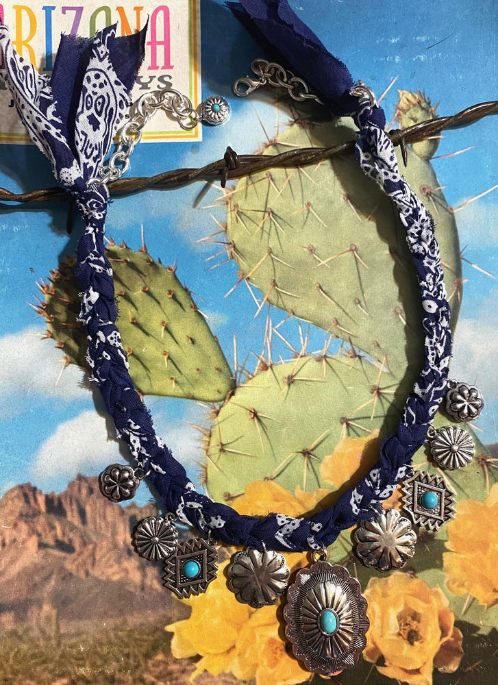 Blue Concho Bandana Necklace