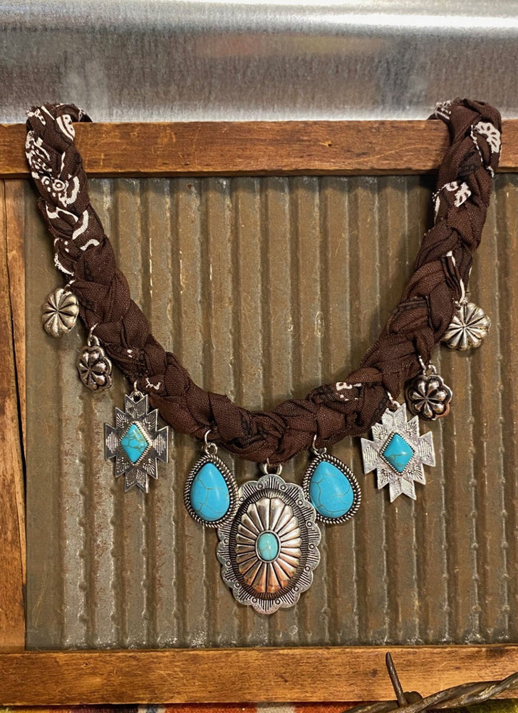 Brown Bandana Charm Necklace