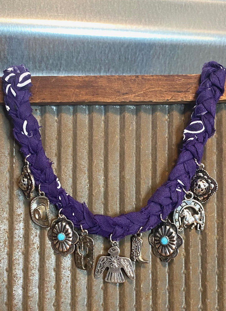 Cowgirl Purple Bandana Necklace