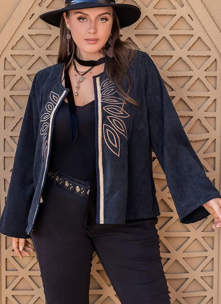 Corduroy Embroidered Jacket Top