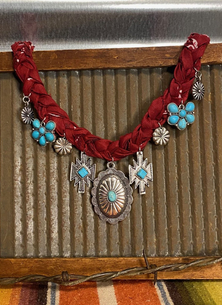 Dark Red Bandana Necklace