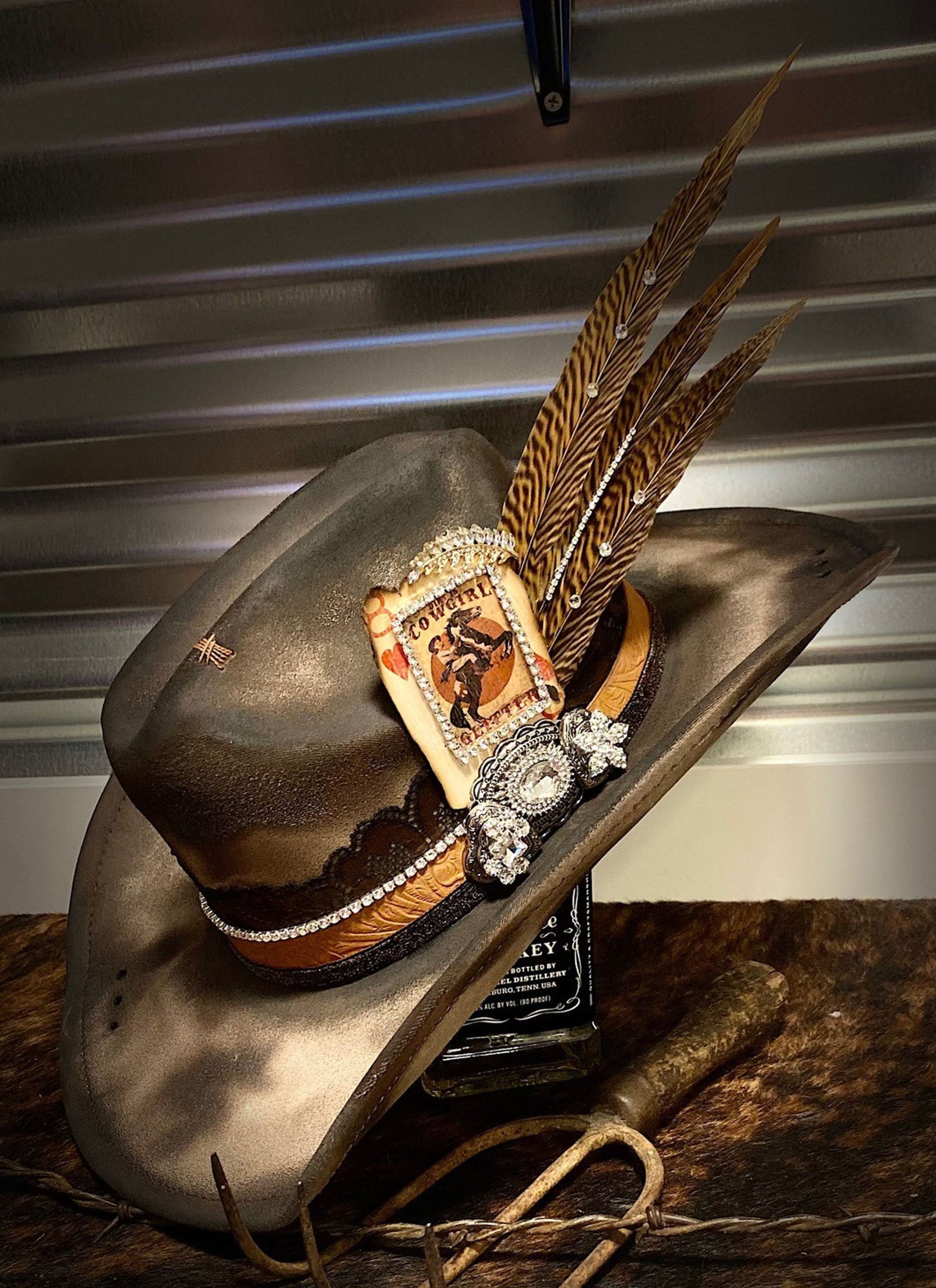 Alcohol Glitter Cowboy Hat Ready To Ship Gold Malibu Rum Cowboy