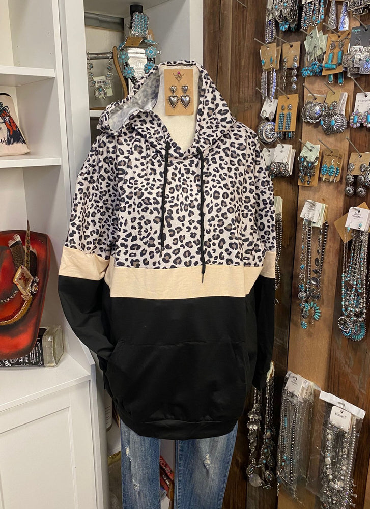 Leopard Contrast Hoodie