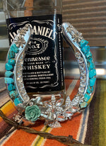 Floral Cross Turquoise Horseshoe