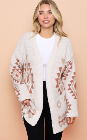 Cream Aztec Sweater Cardigan