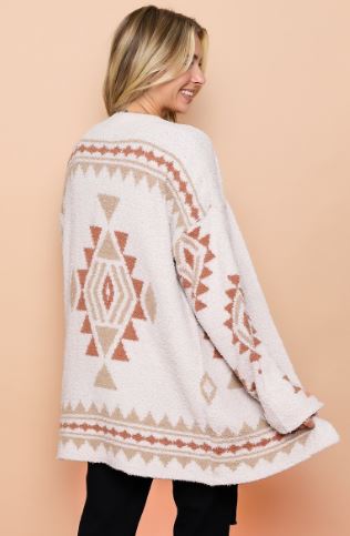 Cream Aztec Sweater Cardigan