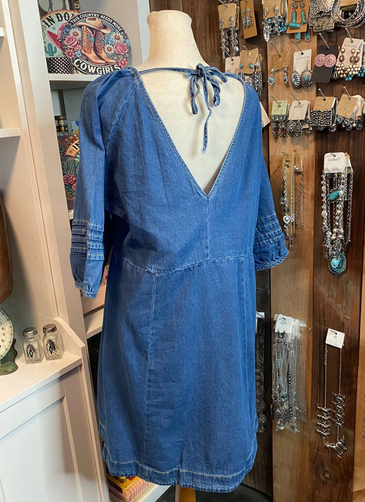 V Neck Jean Dress
