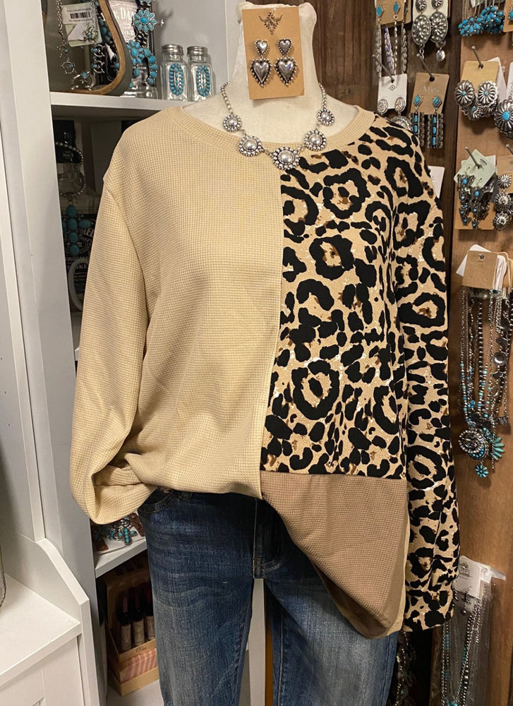 Plus Leopard Blocking Top