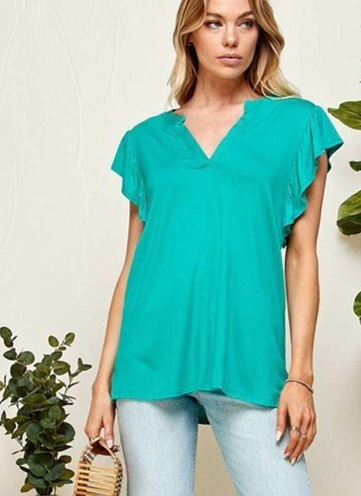 Plus Ruffle Sleeve Top