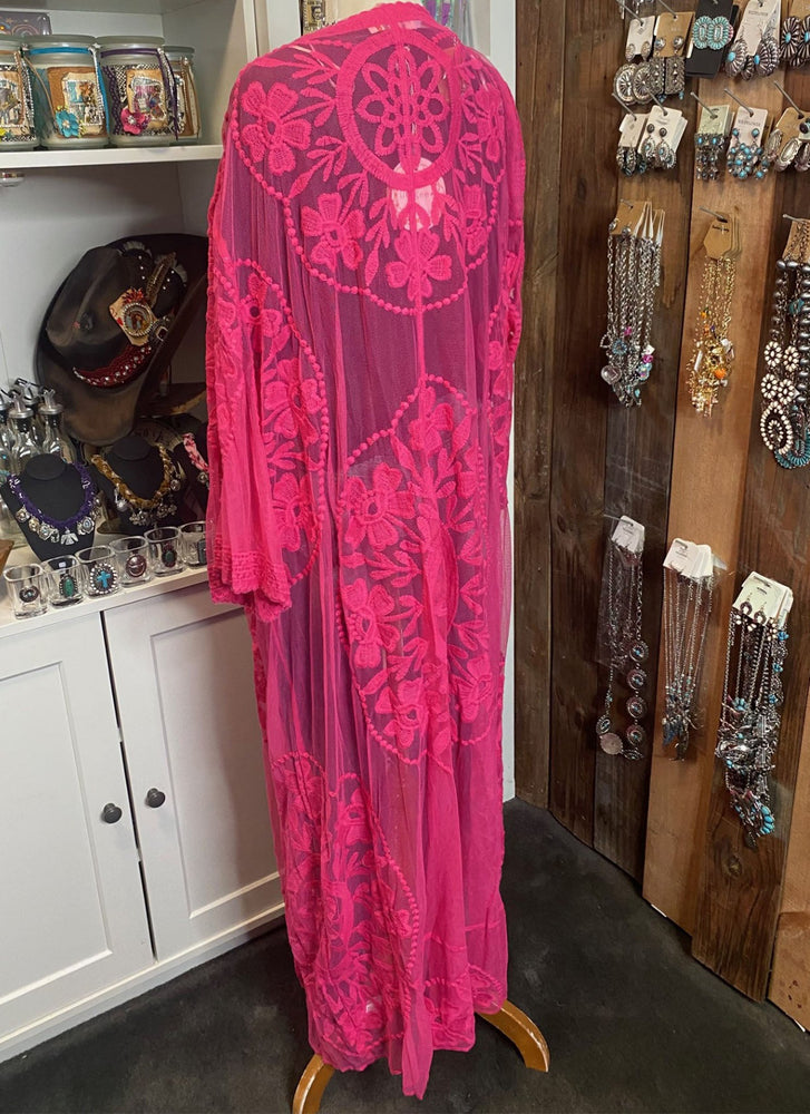 Pink Embroidered Lace Cardigan