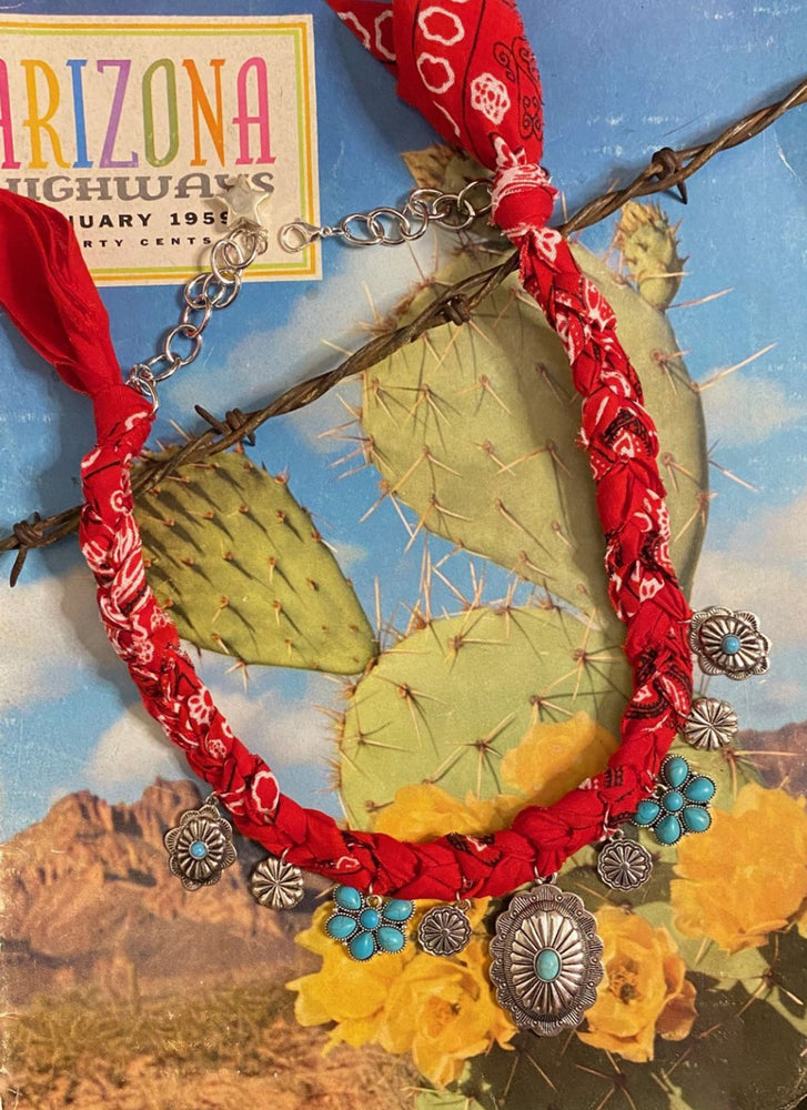 Red Concho Bandana Necklace