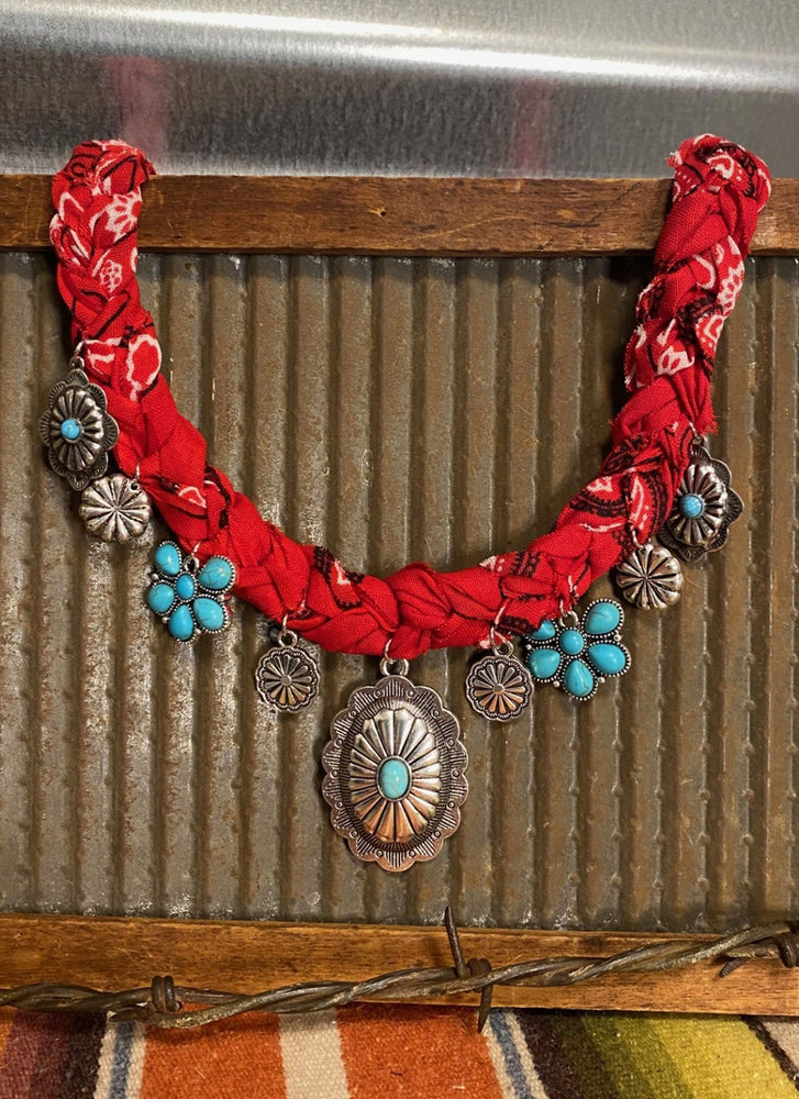 Red Concho Bandana Necklace