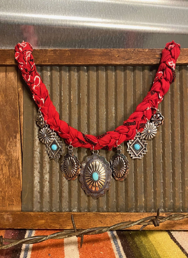 Red Concho Bandana Necklace
