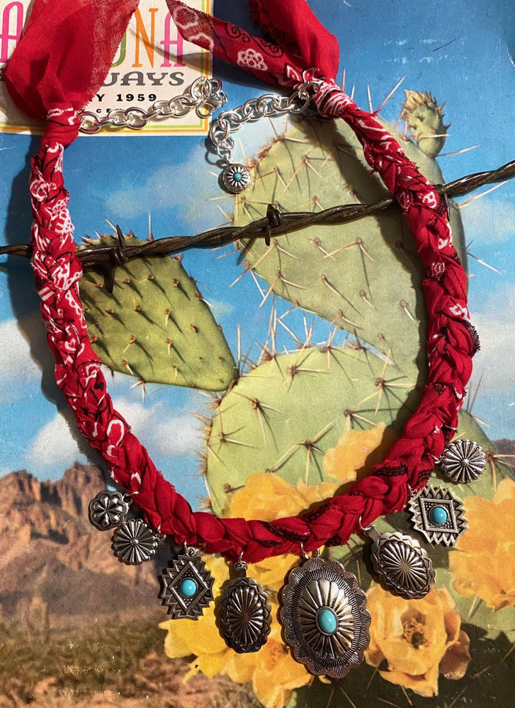 Red Concho Bandana Necklace