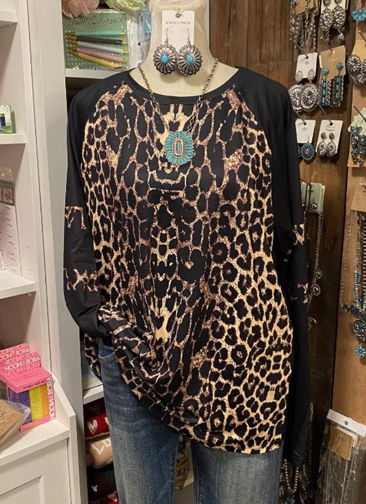 Leopard Stripe Sleeve Top