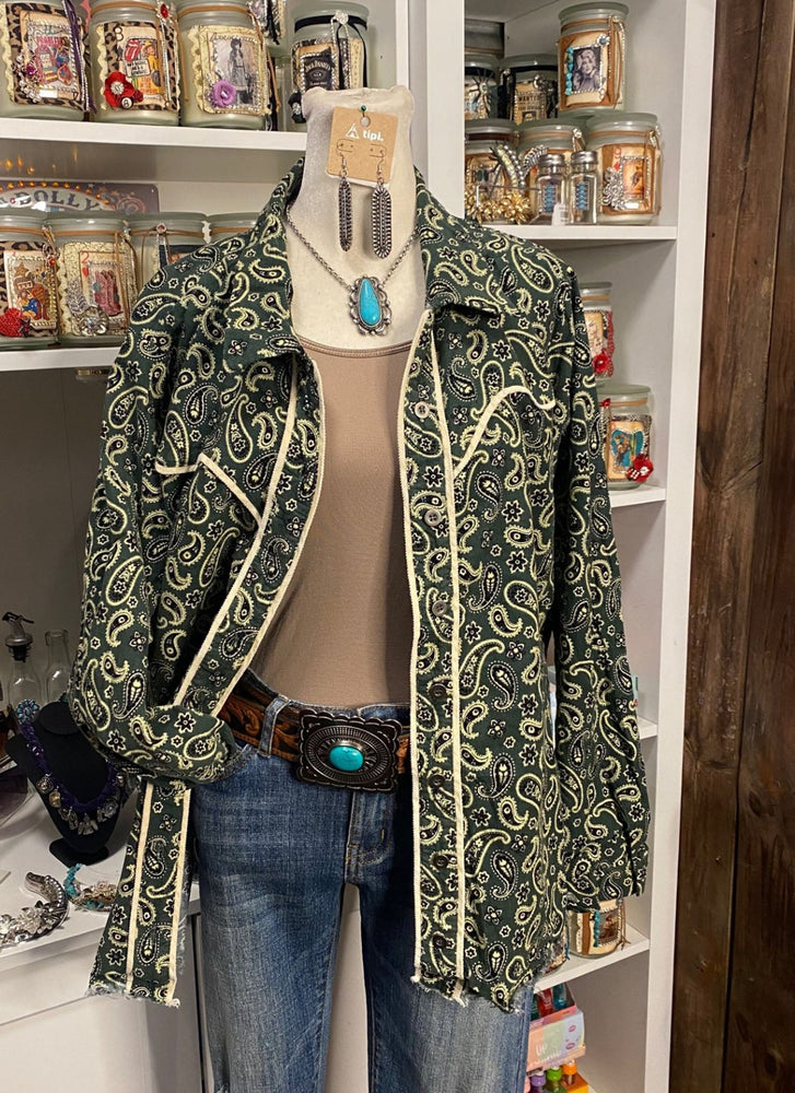 Green Paisley CorduroyTop