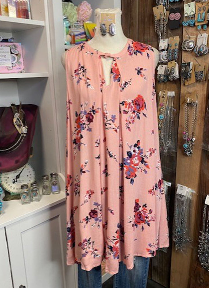 Pink Floral Tunic Top