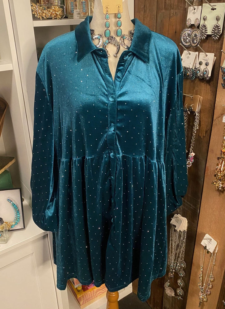 Dark Teal Velveteen Dress