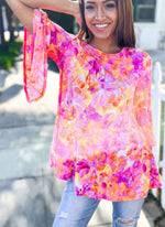 Floral Bell Sleeve Top