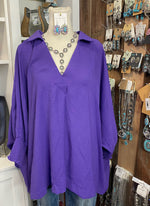 Purple V Neck Top