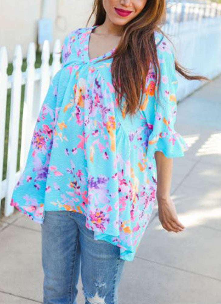 Aqua Floral Swing Top