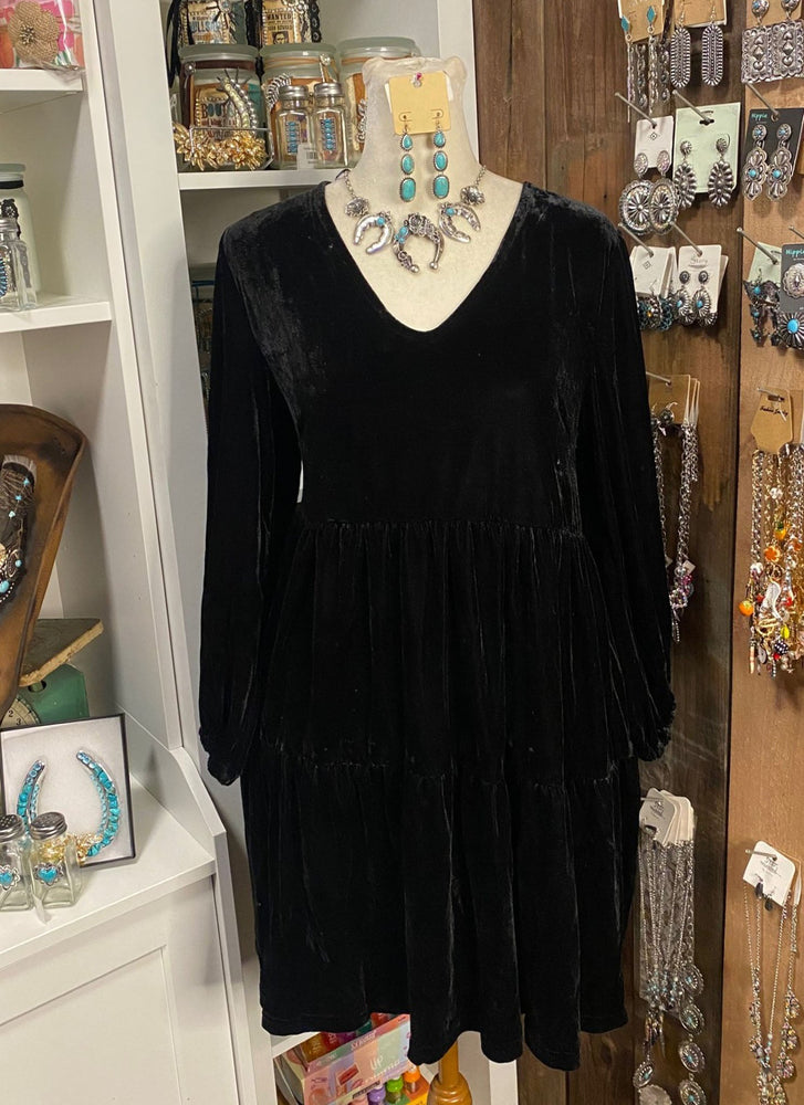 V Neck Velveteen Dress