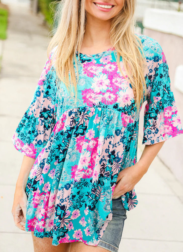 Springtime Floral Babydoll Top