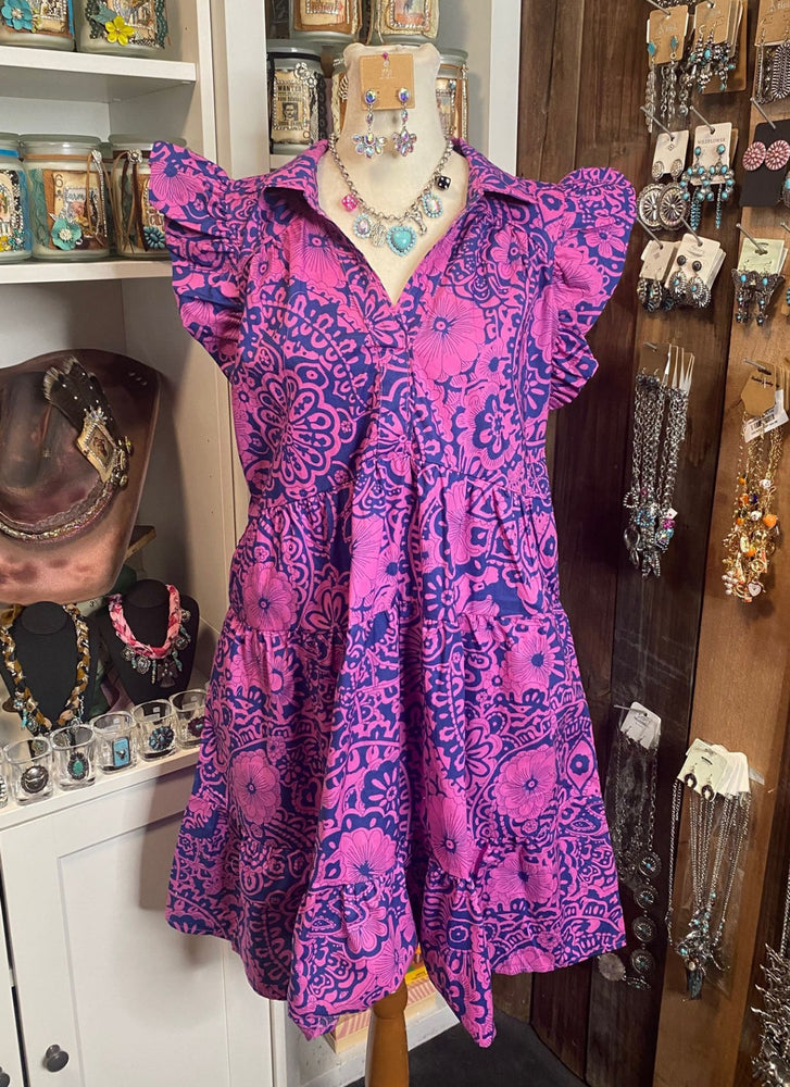 Purple and Navy Paisley Dress