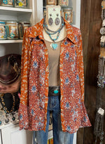 Floral Cowgirl Bell Sleeve Top