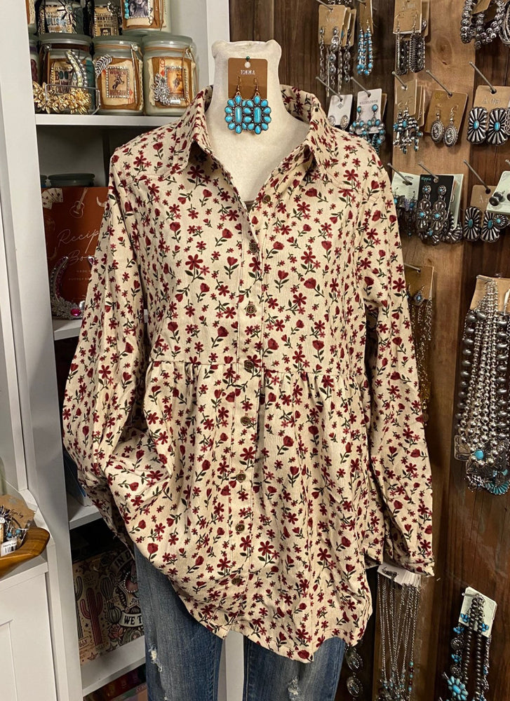 Floral Corduroy Cowgirl Top