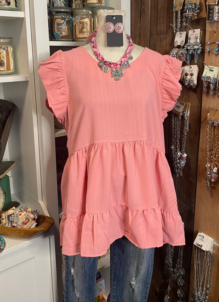 Pink Ruffle Sleeve Top