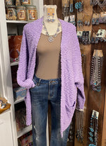 Purple Popcorn Cardigan