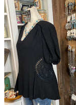 Crochet Side V Neck Top