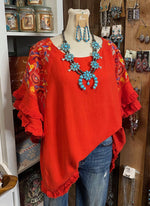 Embroidered Sleeve Top