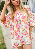 Bubble Sleeve Floral Top